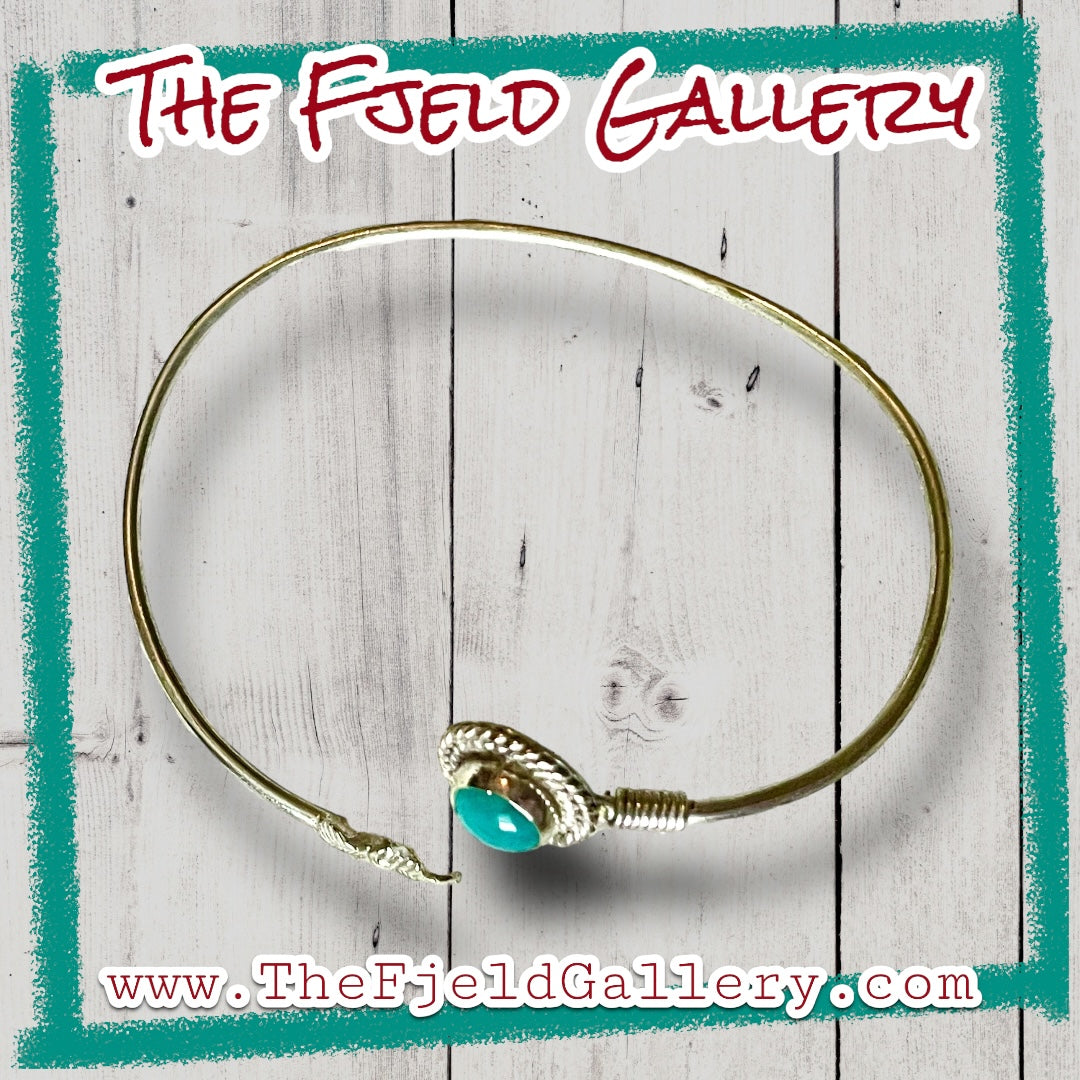 Vintage Sterling Silver & Turquoise Flower Bypass Bracelet