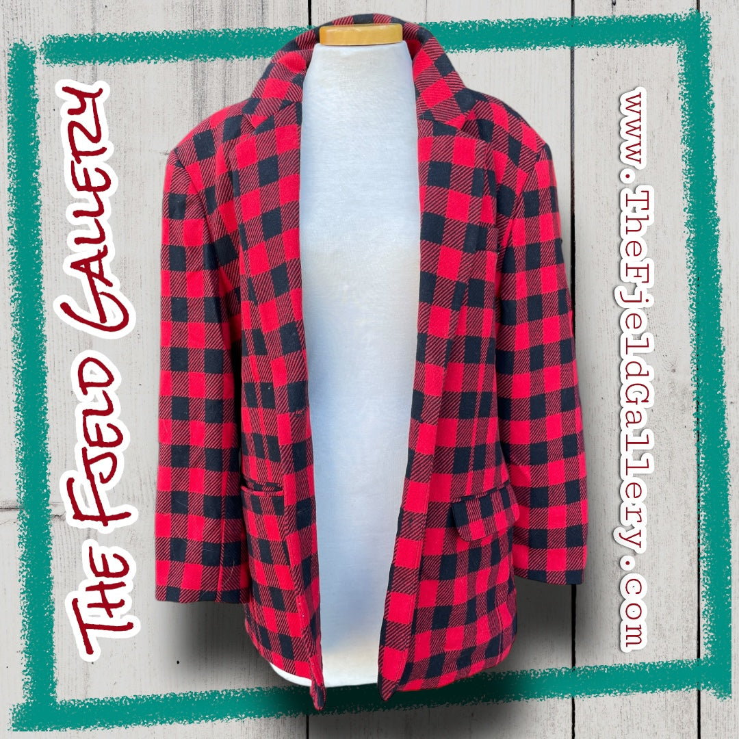 Vintage 1990’s Red & Black Plaid GAP Wool Blazer