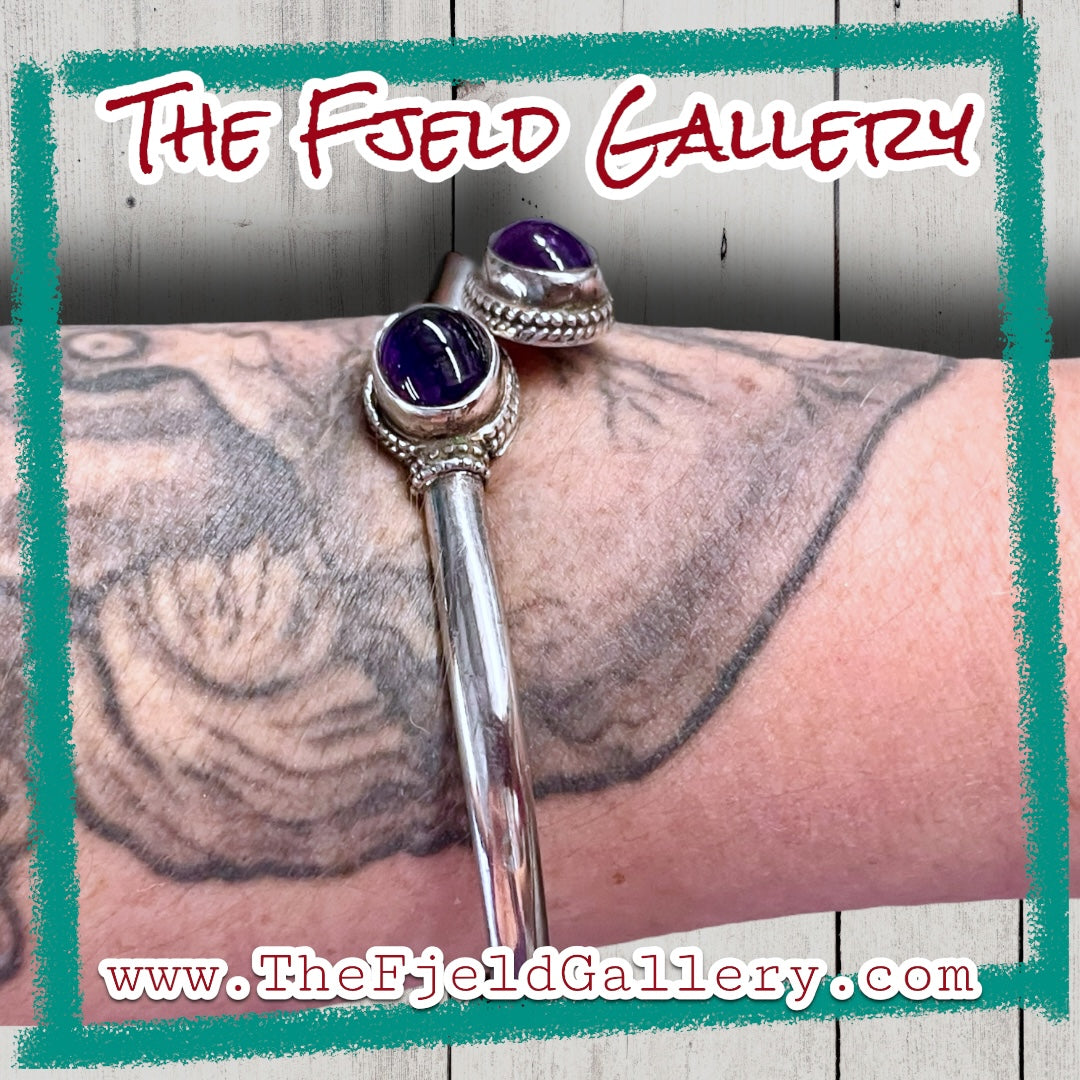 Amethyst Sterling Silver Bypass Cuff Bracelet