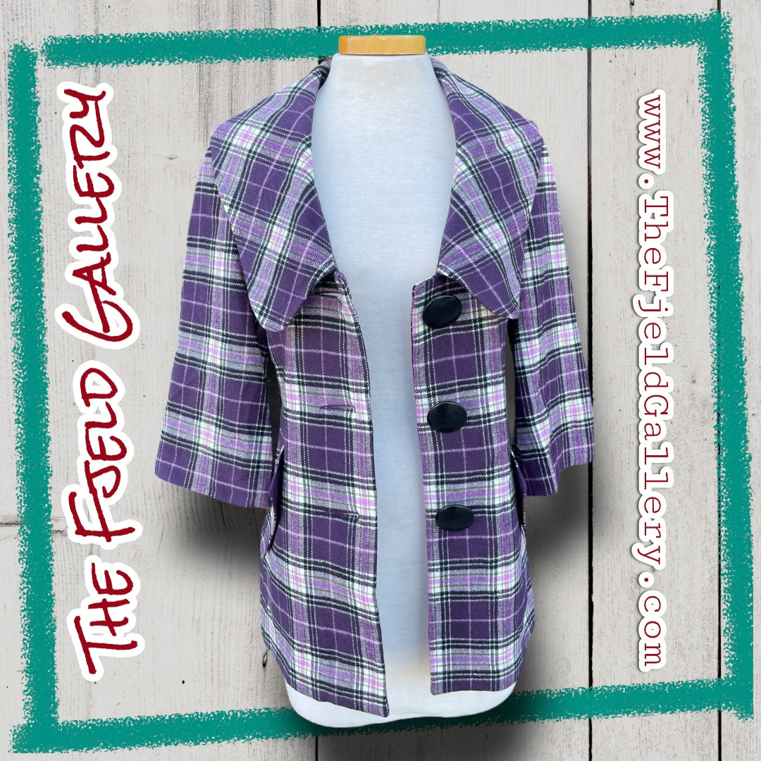 Vintage Early 00’s Purple, Pink & Green Plaid Kensie Girl 3/4 Coat