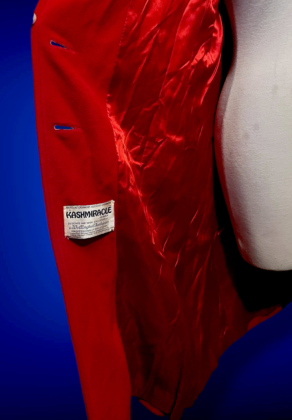 1960’s Red Faux Cashmere Long Wellington Overcoat