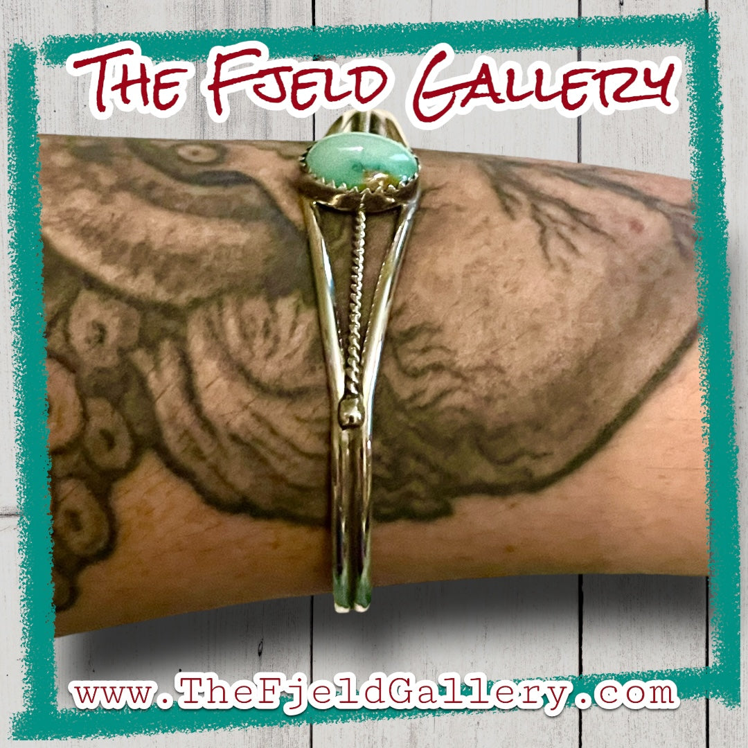 Petite Green Turquoise Sterling Silver Cuff Bracelet