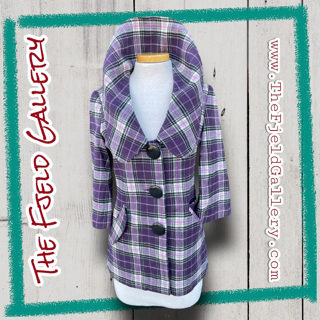 Vintage Early 00’s Purple, Pink & Green Plaid Kensie Girl 3/4 Coat