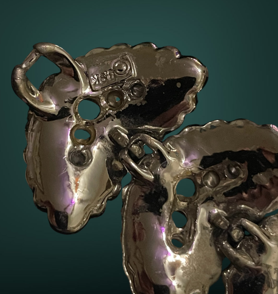 1940’s BSK Aurora Borealis Crystal Hollywood Regency Mid Century Silver Bracelet