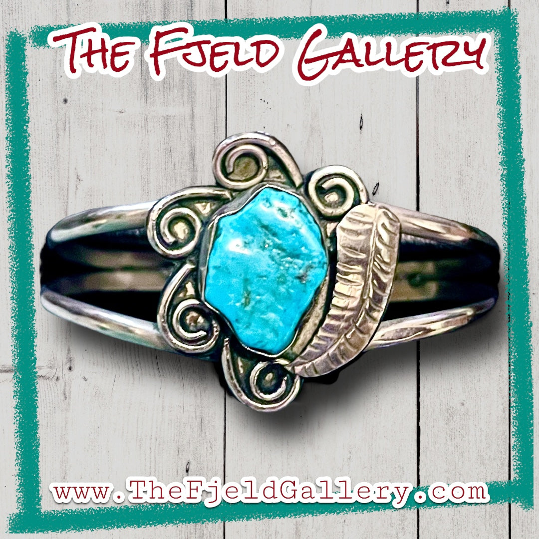 Turquoise Sterling Silver Vintage Taxco Mexico Cuff Bracelet