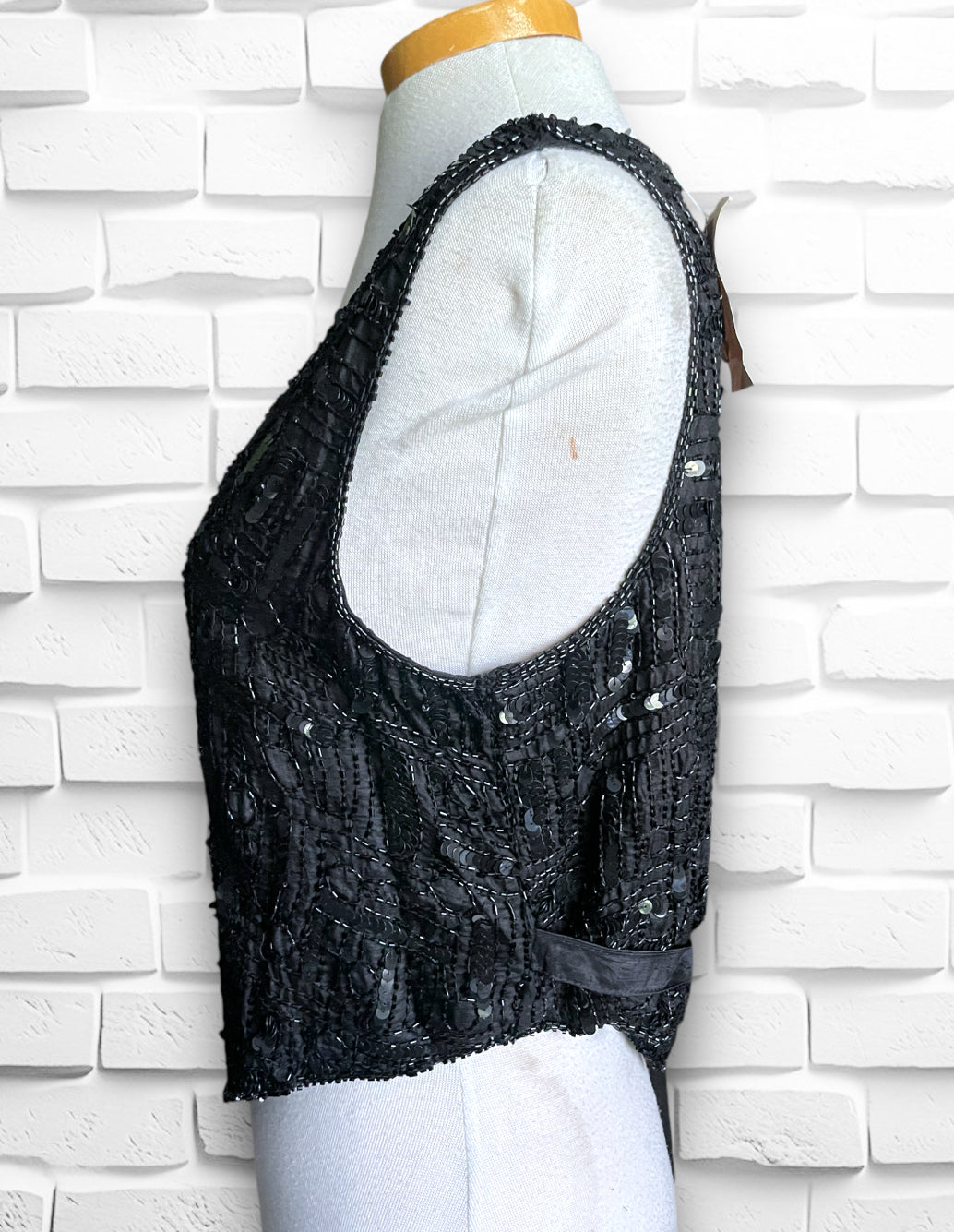 Vintage Black Beaded & Sequin Vest