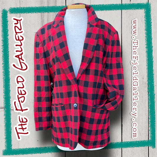 Vintage 1990’s Red & Black Plaid GAP Wool Blazer