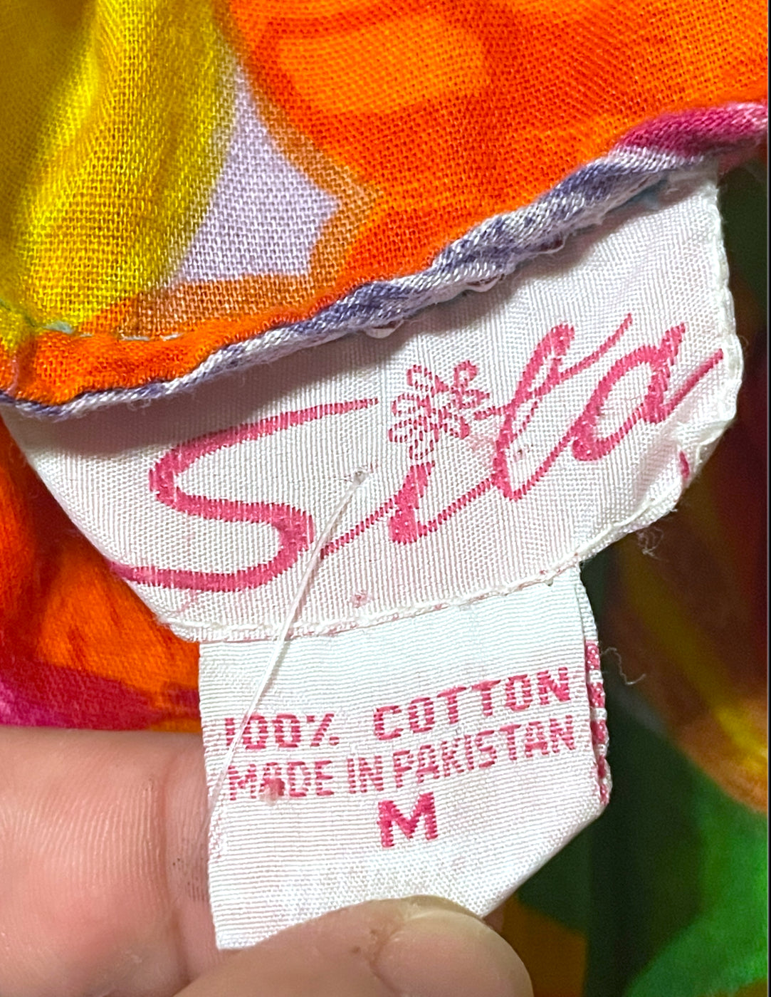 1990’s Bright Rainbow Flower & Fruit Pattern Button Bust Pocket Dress