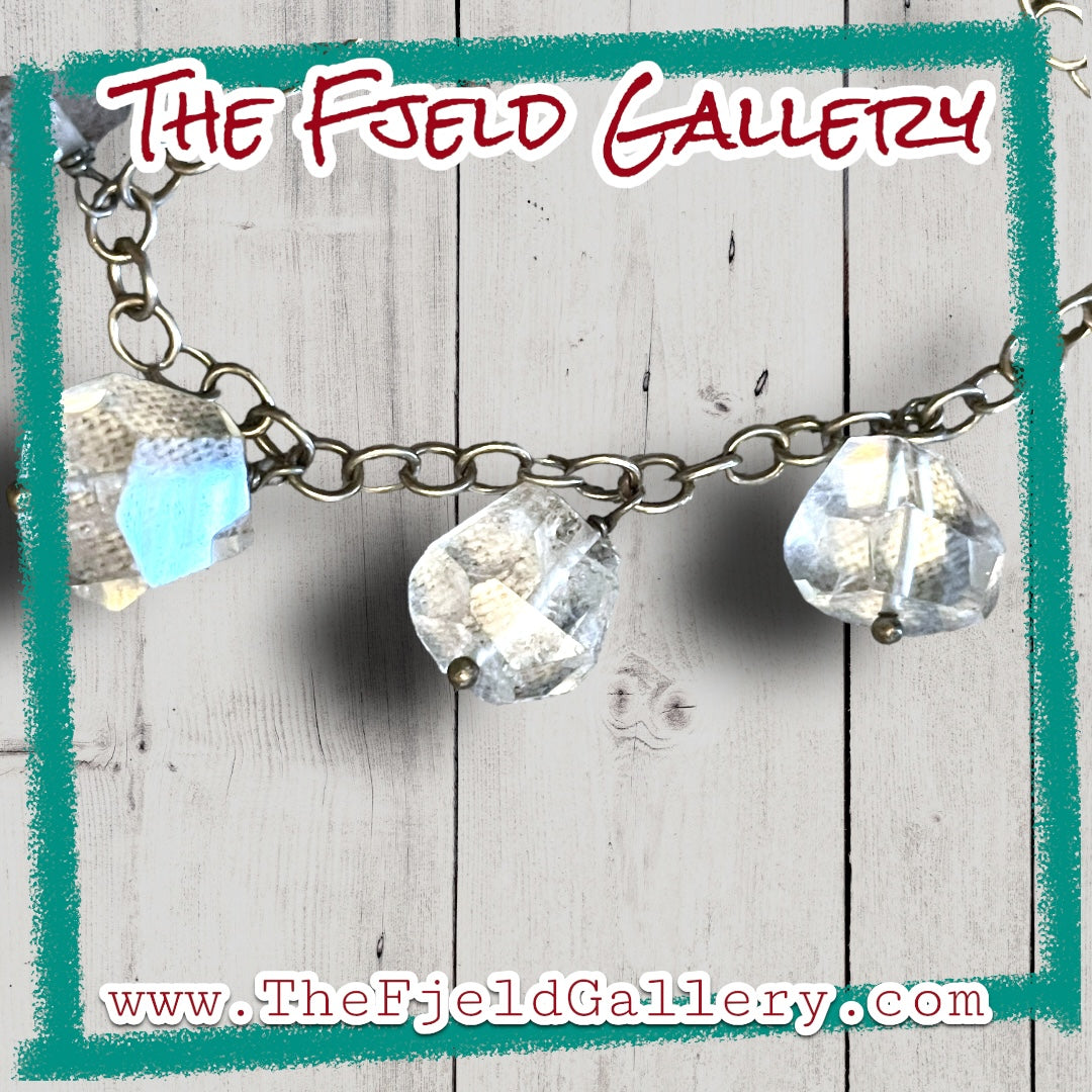 Quartz Gemstone Faceted Sterling Silver Charm Style Bracelet