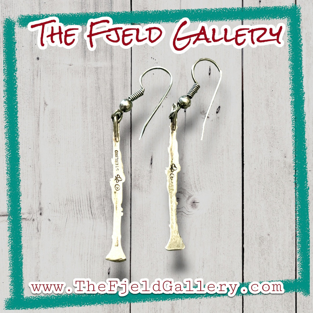 Vintage Jazz Clarinet Sterling Silver Dangle Earrings
