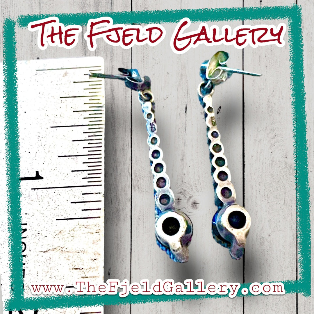 Art Deco Vintage Sterling Silver Red Garnet & Marcasite Dangle Earrings