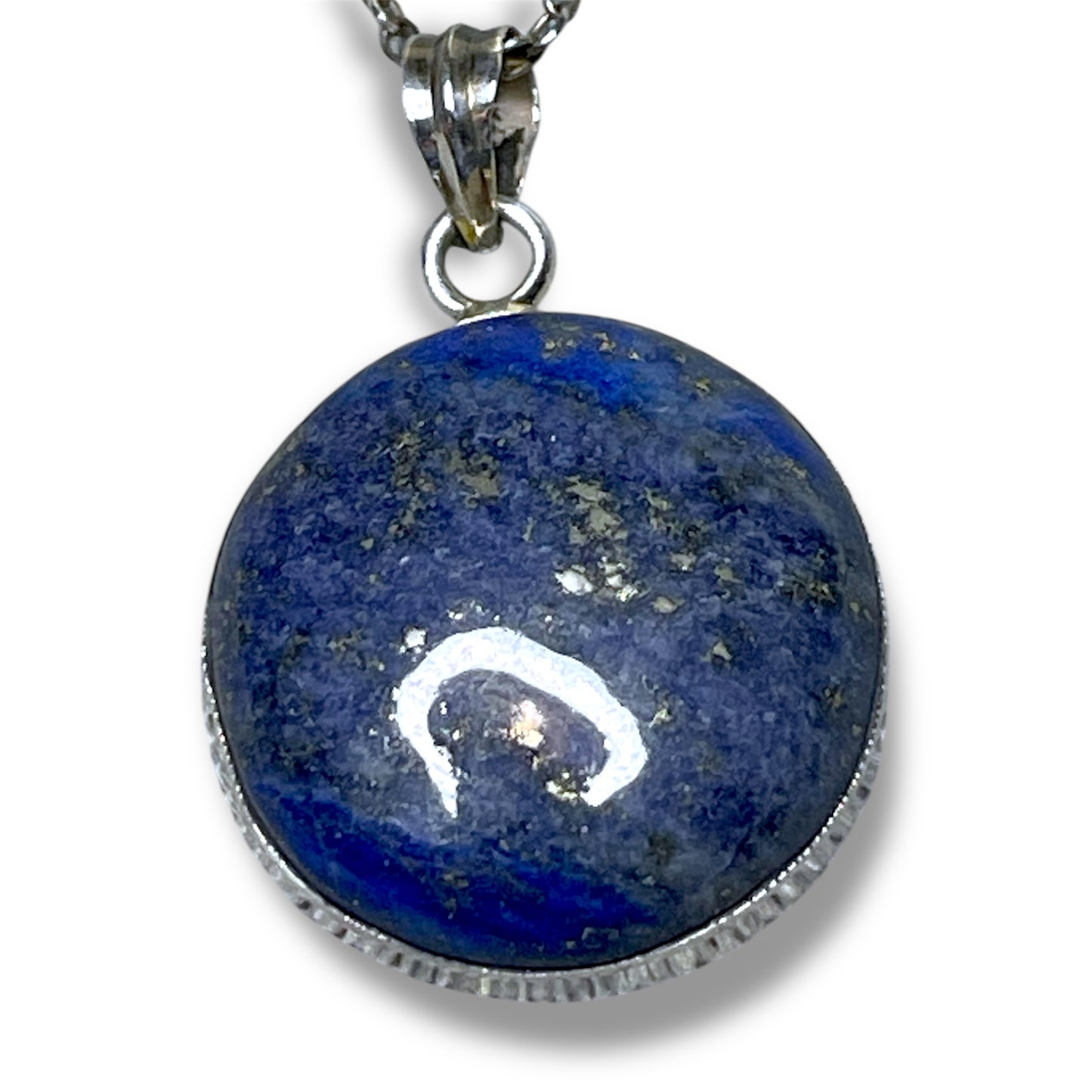 Sterling Silver Circle Lapis Lazuli Necklace Pendant