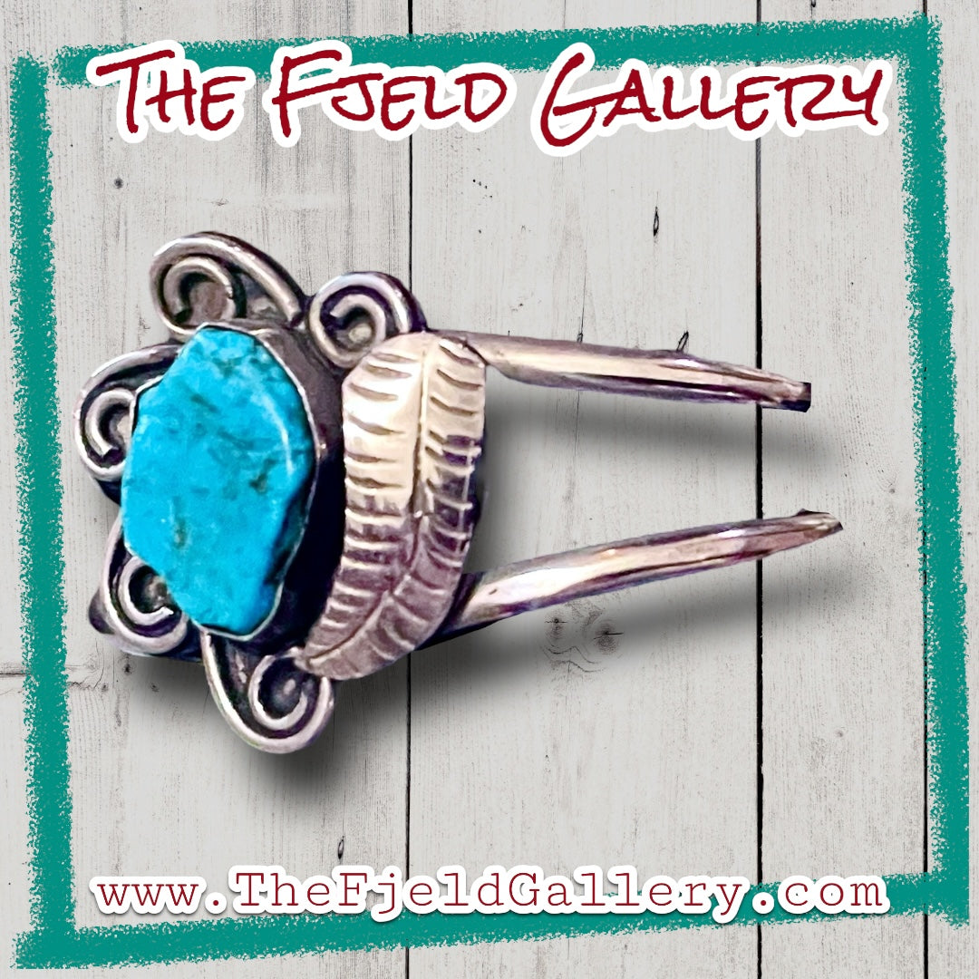 Turquoise Sterling Silver Vintage Taxco Mexico Cuff Bracelet