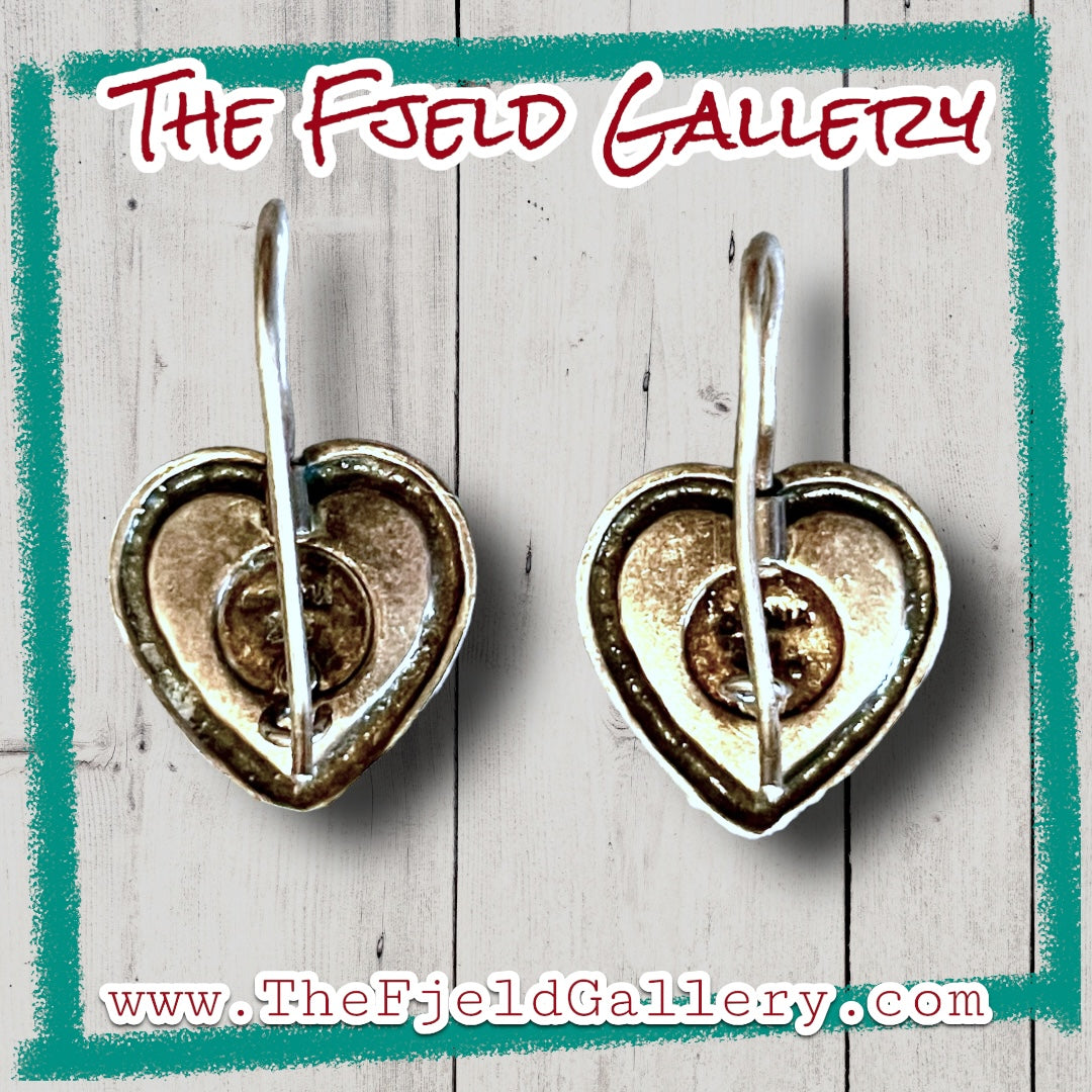 Vintage Sterling Silver & Amethyst Heart Shaped Earrings