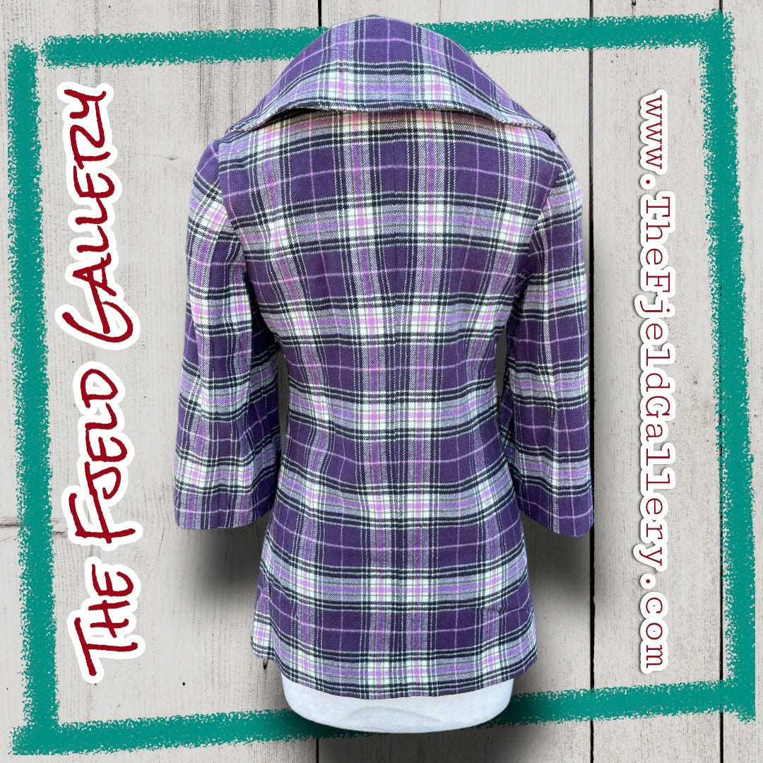 Vintage Early 00’s Purple, Pink & Green Plaid Kensie Girl 3/4 Coat