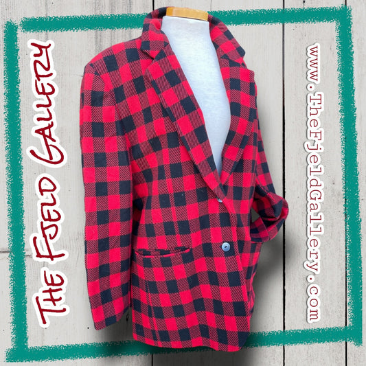 Vintage 1990’s Red & Black Plaid GAP Wool Blazer