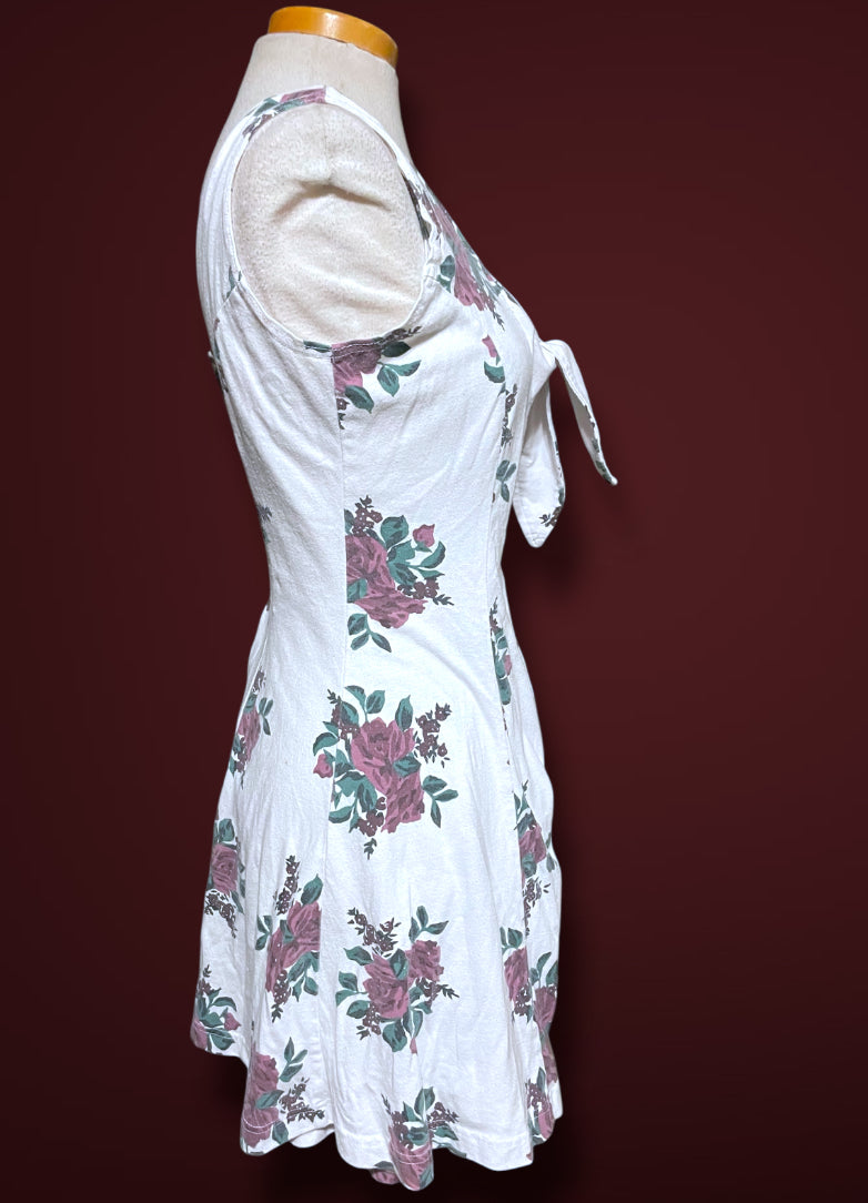 1990’s White & Purple Rose Print Tank Top Romper Jumpsuit