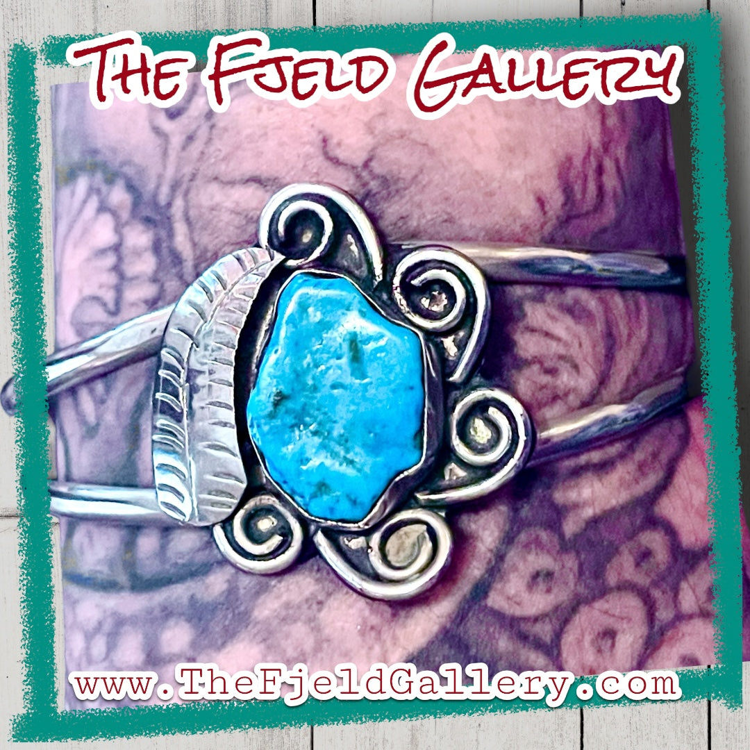 Turquoise Sterling Silver Vintage Taxco Mexico Cuff Bracelet