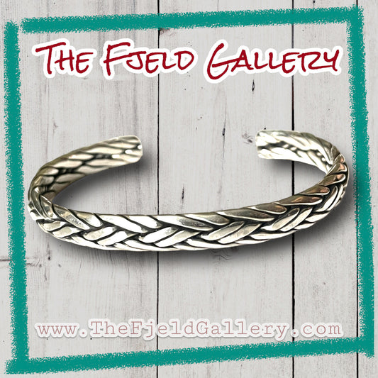 Vintage Cable Weave Sterling Silver Cuff Bracelet