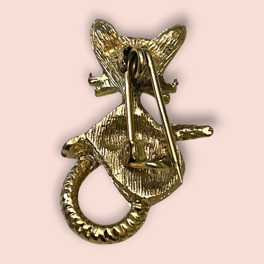 Vintage Gold Figural Kitty Cat Brooch