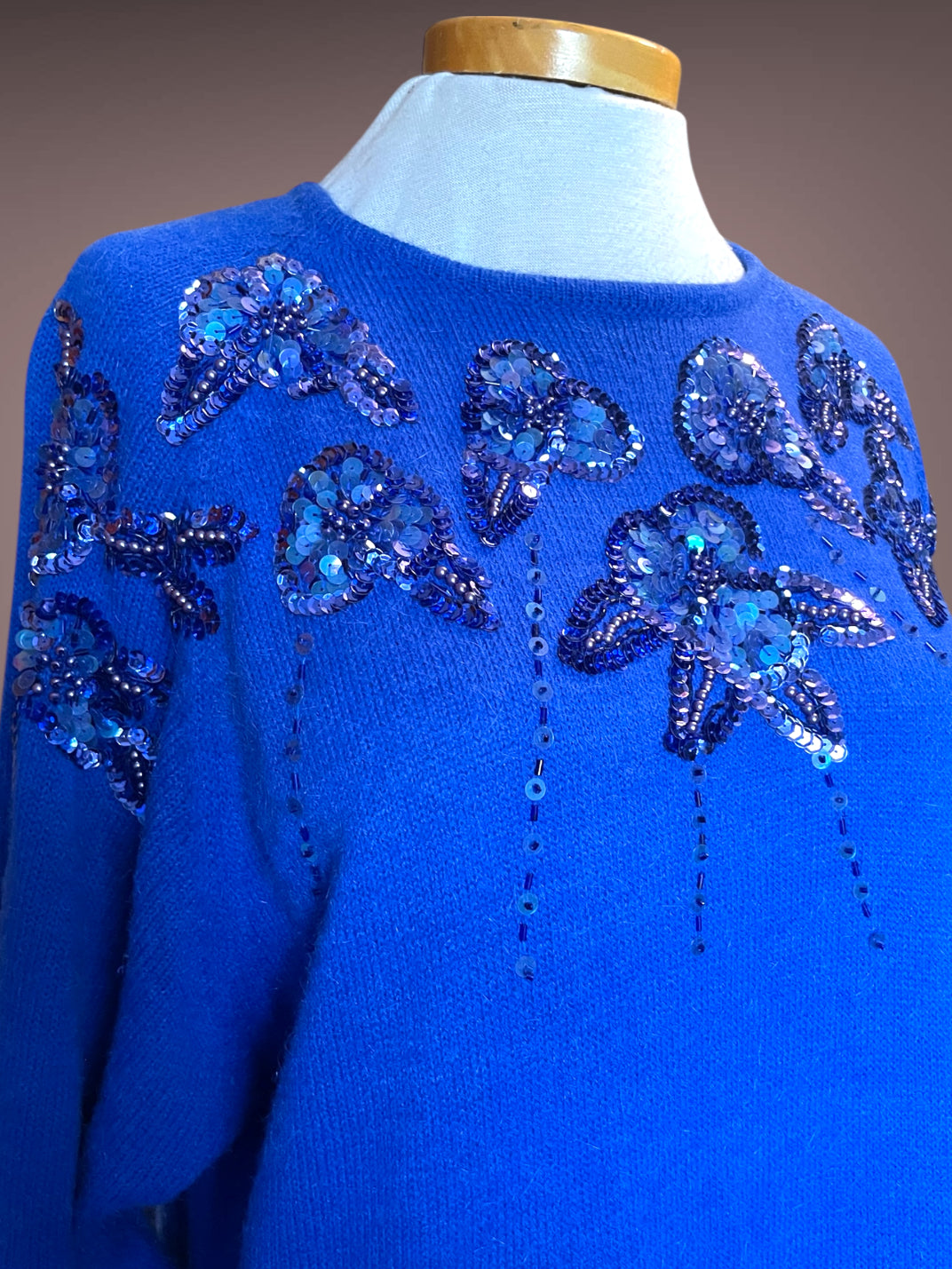 Vintage 1980’s Blue Sequin Sweater Dress