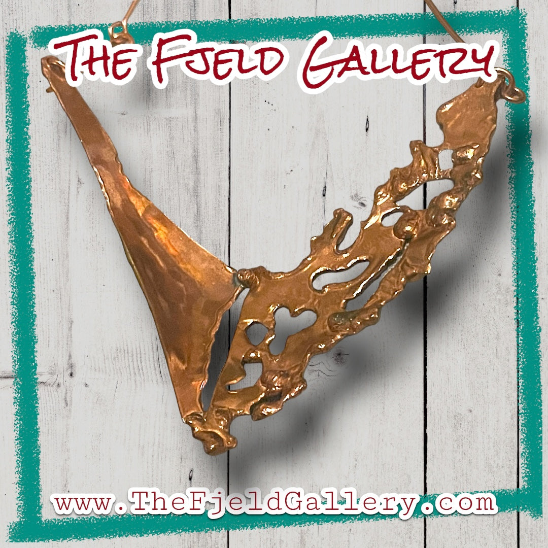 Barbaric Arts & Crafts Copper & Brass 1940’s Vintage Chevron Necklace