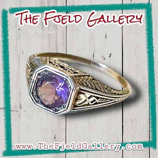 Amethyst Sterling Silver Victorian Ring