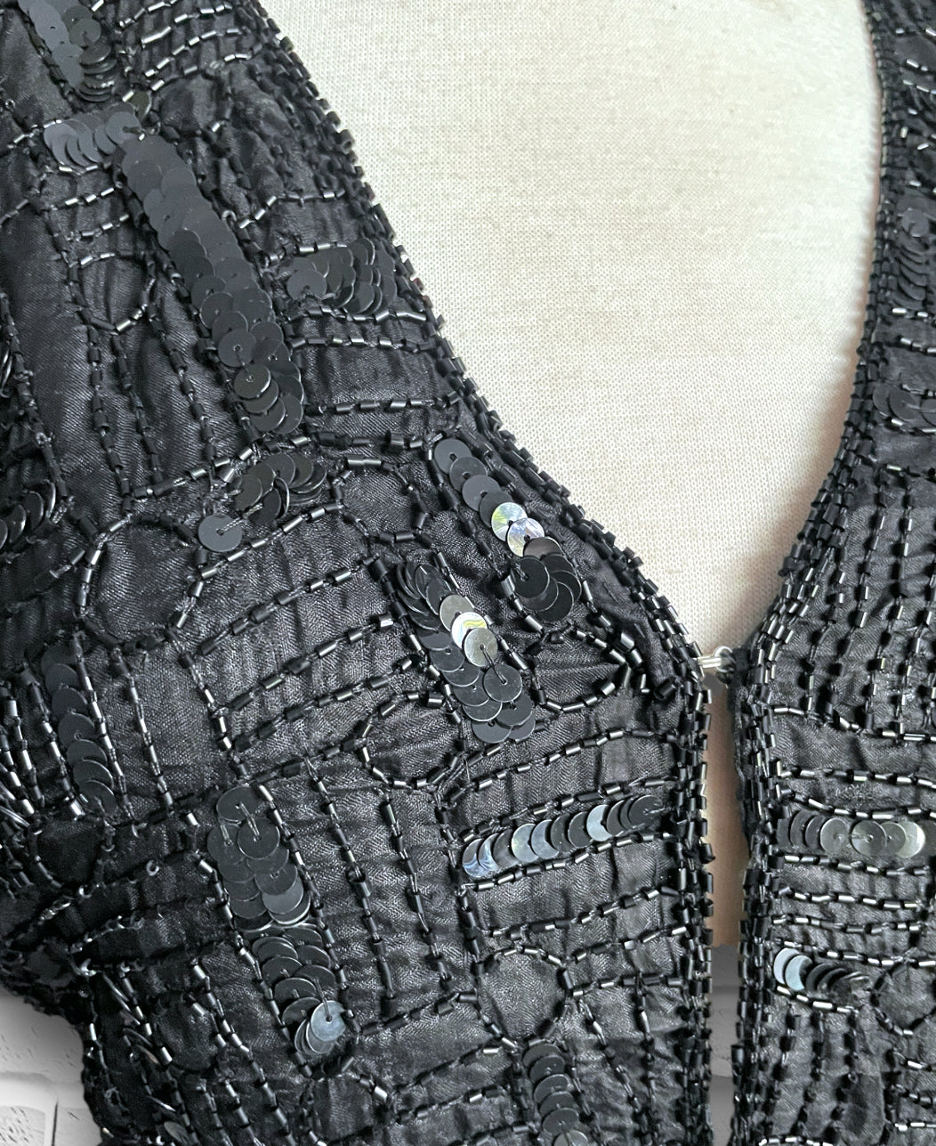 Vintage Black Beaded & Sequin Vest