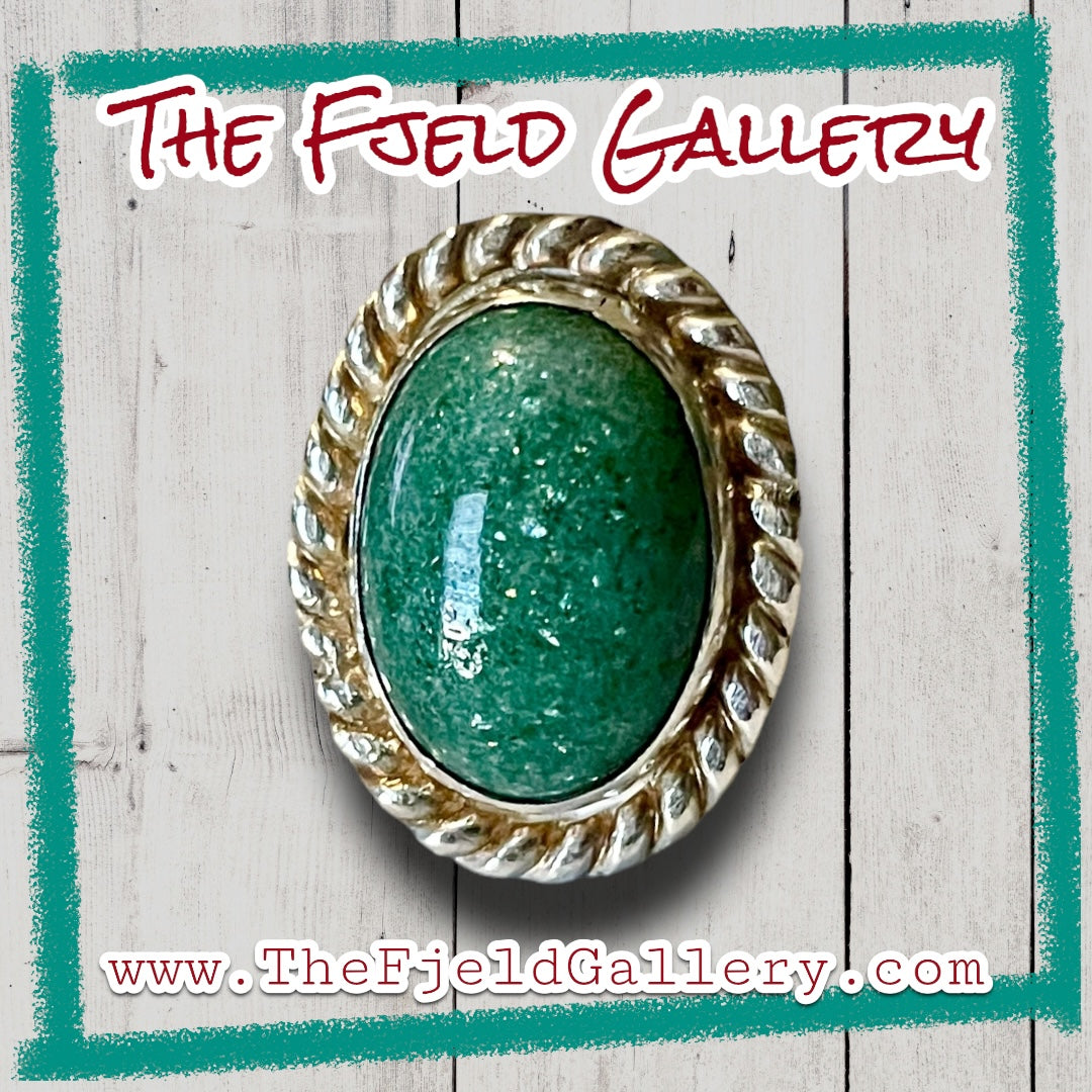 Amazonite Sparkling Blue Cabochon Handmade Sterling Silver Ring