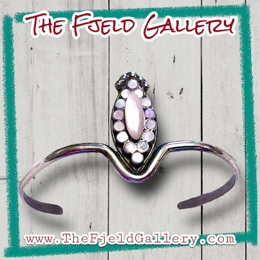 Mother of Pearl & Opal Sterling Silver Cuff Bracelet