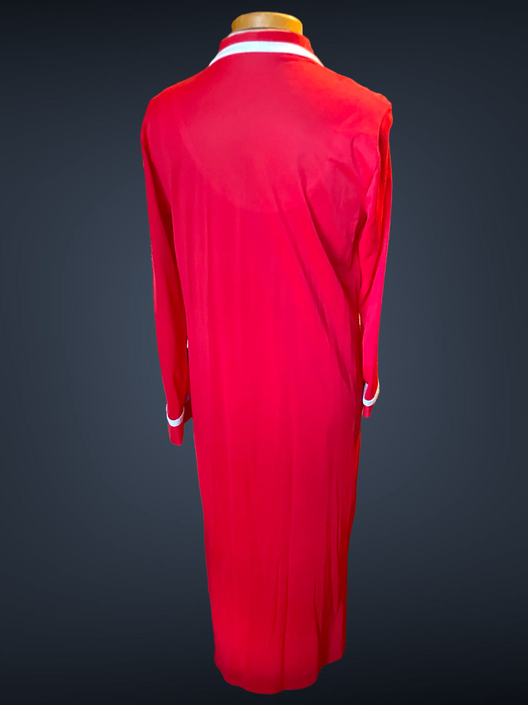 1960’s Sears Red & White Long Tank & Robe Peignoir Nightgown Set