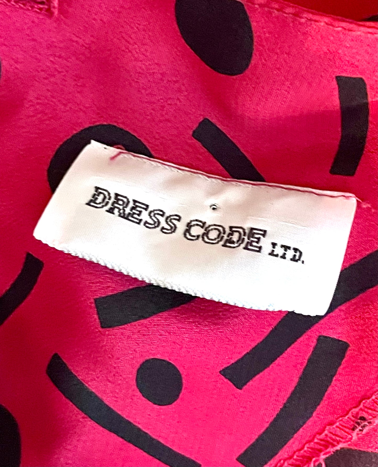 1980’s Pink Magenta Abstract Polka Dot Print Batwing Dress with Pockets