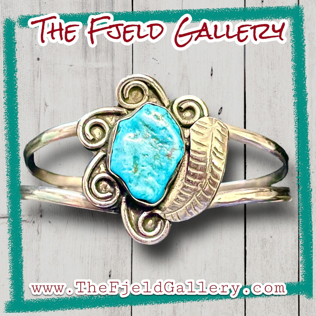 Turquoise Sterling Silver Vintage Taxco Mexico Cuff Bracelet