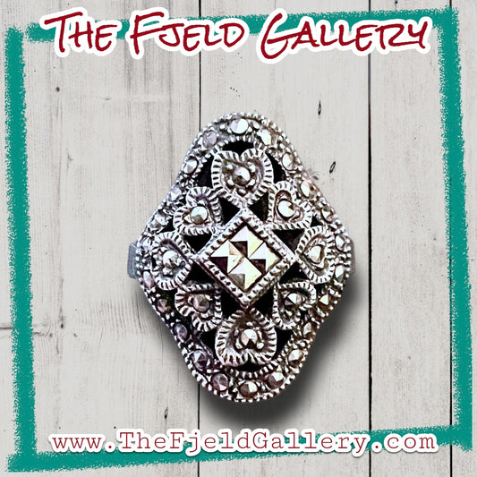 Vintage Sterling Silver & Marcasite Art Deco Ring