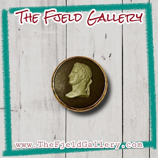 Antique 12k GF Green & Black Male Cameo Pin