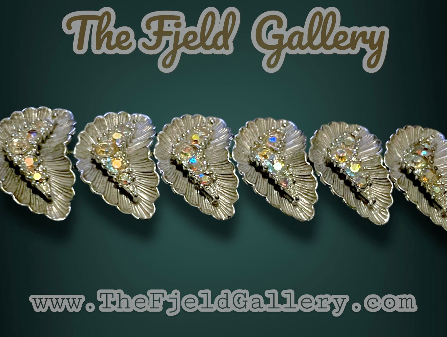 1940’s BSK Aurora Borealis Crystal Hollywood Regency Mid Century Silver Bracelet