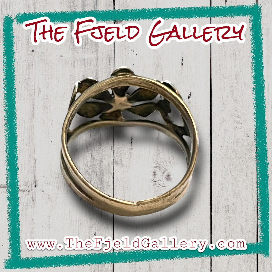 Vintage Sterling Silver Hearts & Daisy Flower Ring