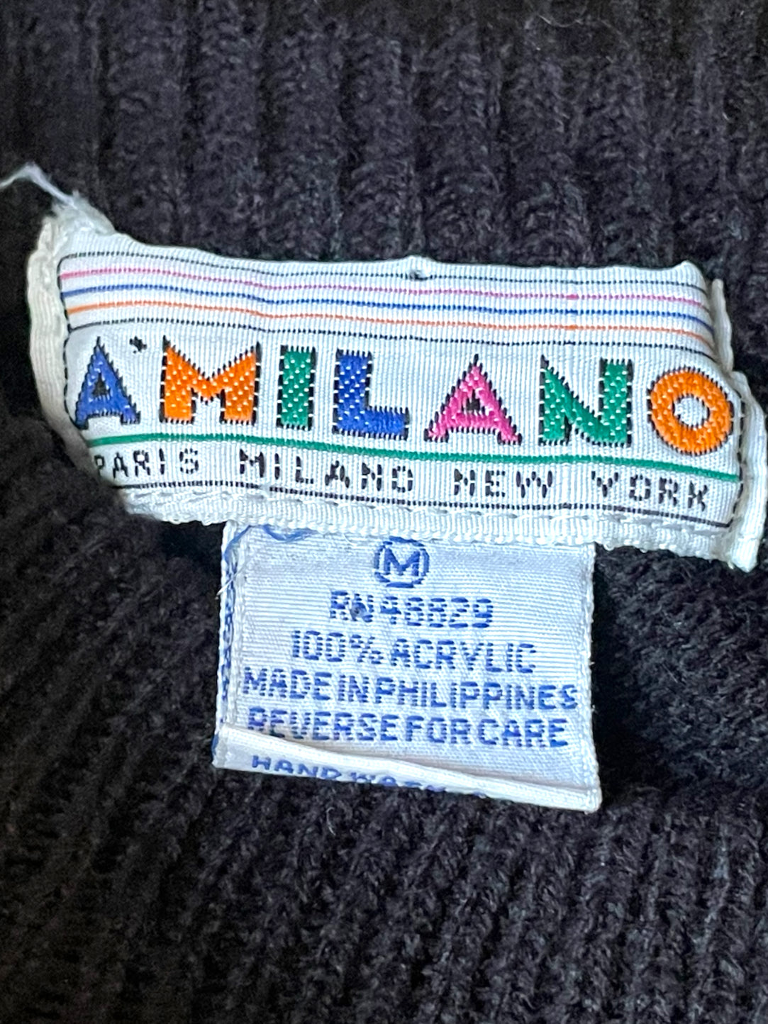 1980’s Amilano Black Sweater Dress w/ Geometric Faux Leather Shoulder Detail