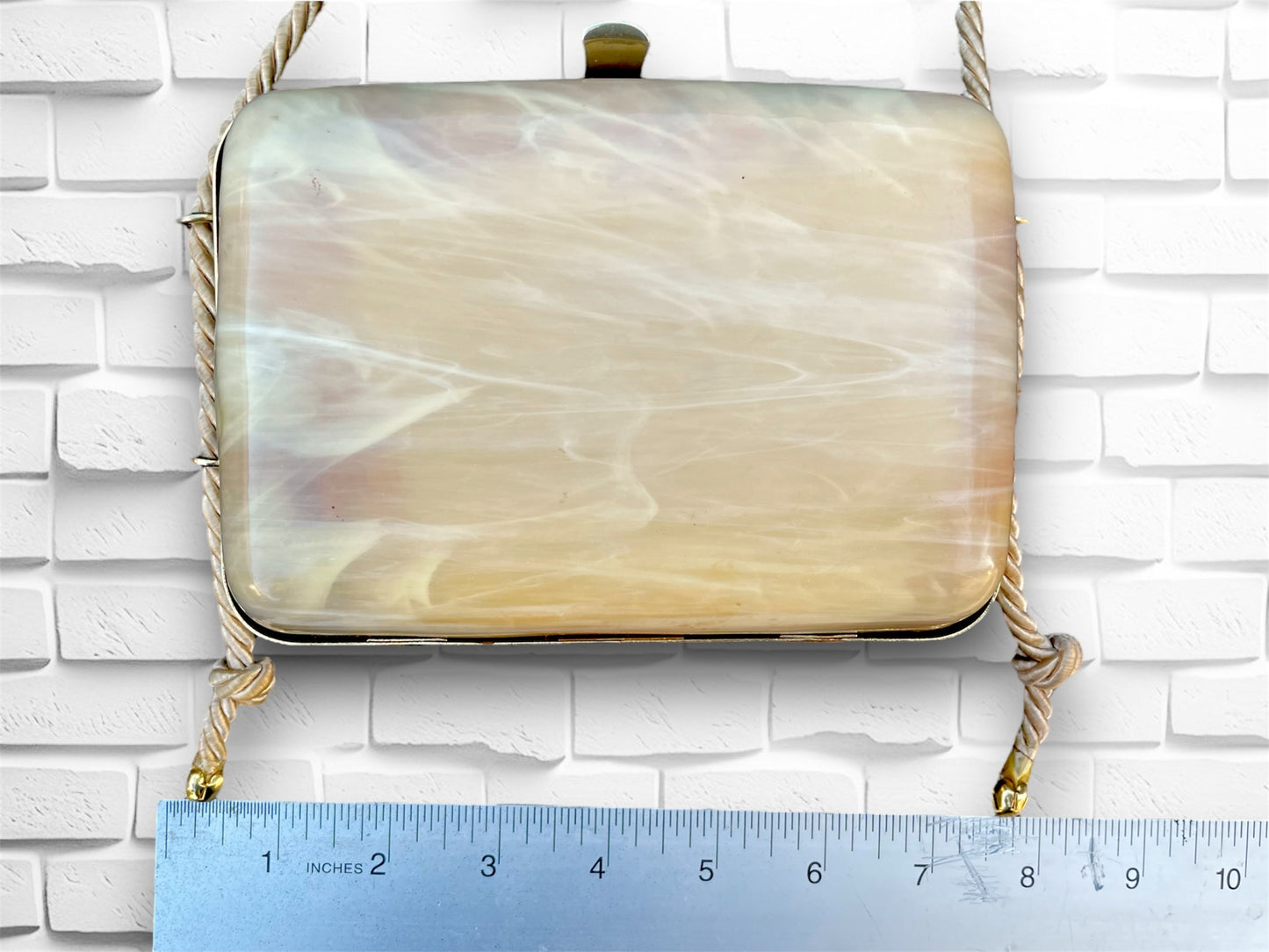 Vintage Marbled Lucite Italian Small Purse with Twisted Rope Handbag