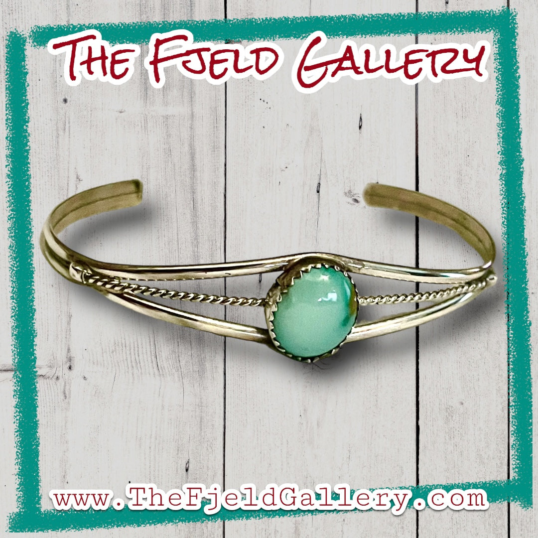 Petite Green Turquoise Sterling Silver Cuff Bracelet