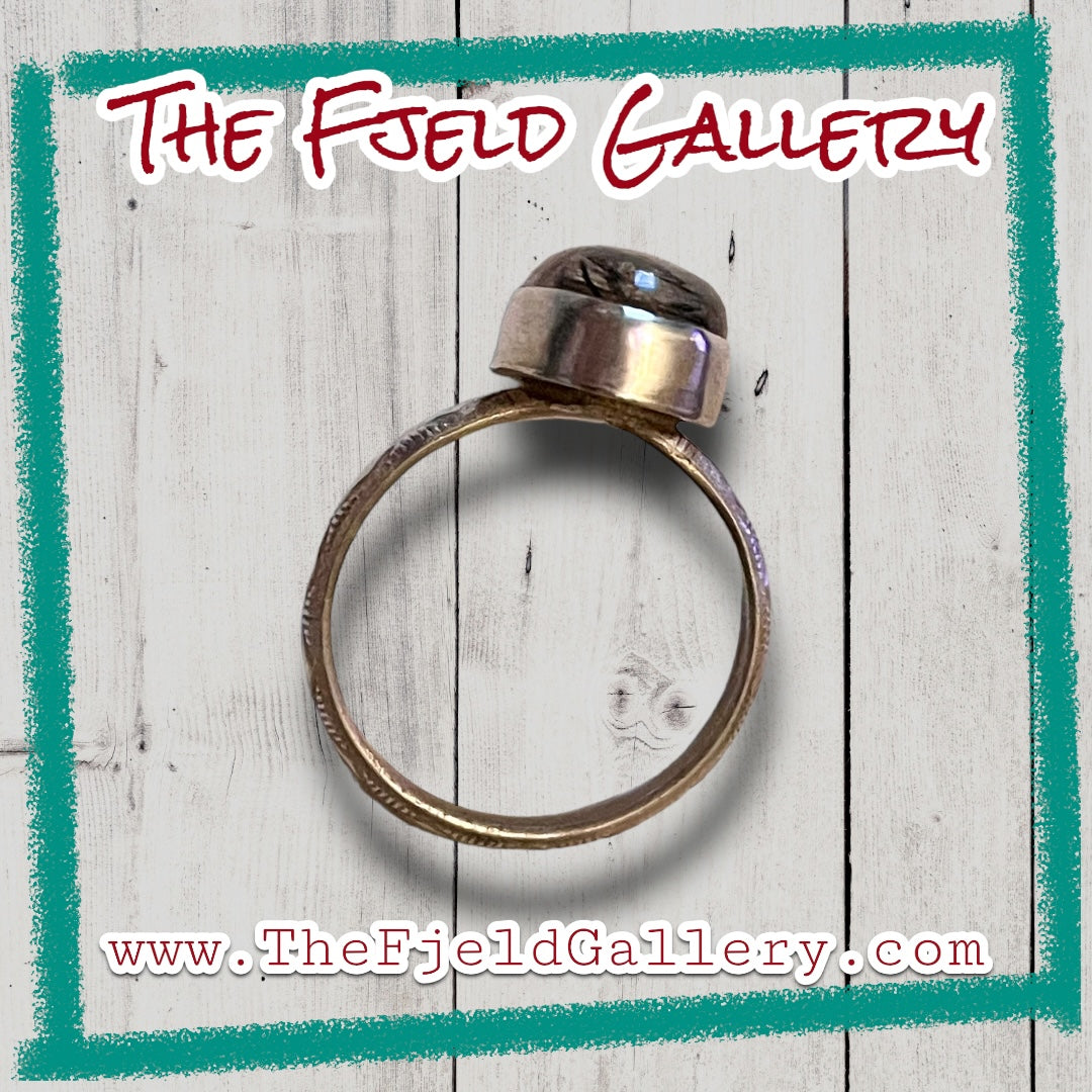 Handmade Rutile Gold & Black Quartz Sterling Ring