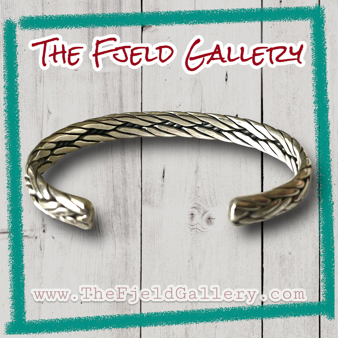 Vintage Cable Weave Sterling Silver Cuff Bracelet