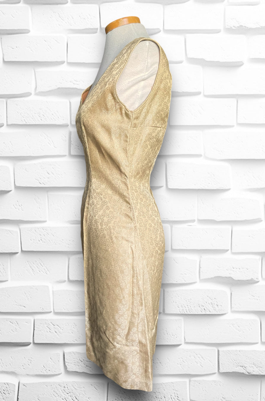 1960’s Custom Gold Floral Brocade Dress & Jacket Set