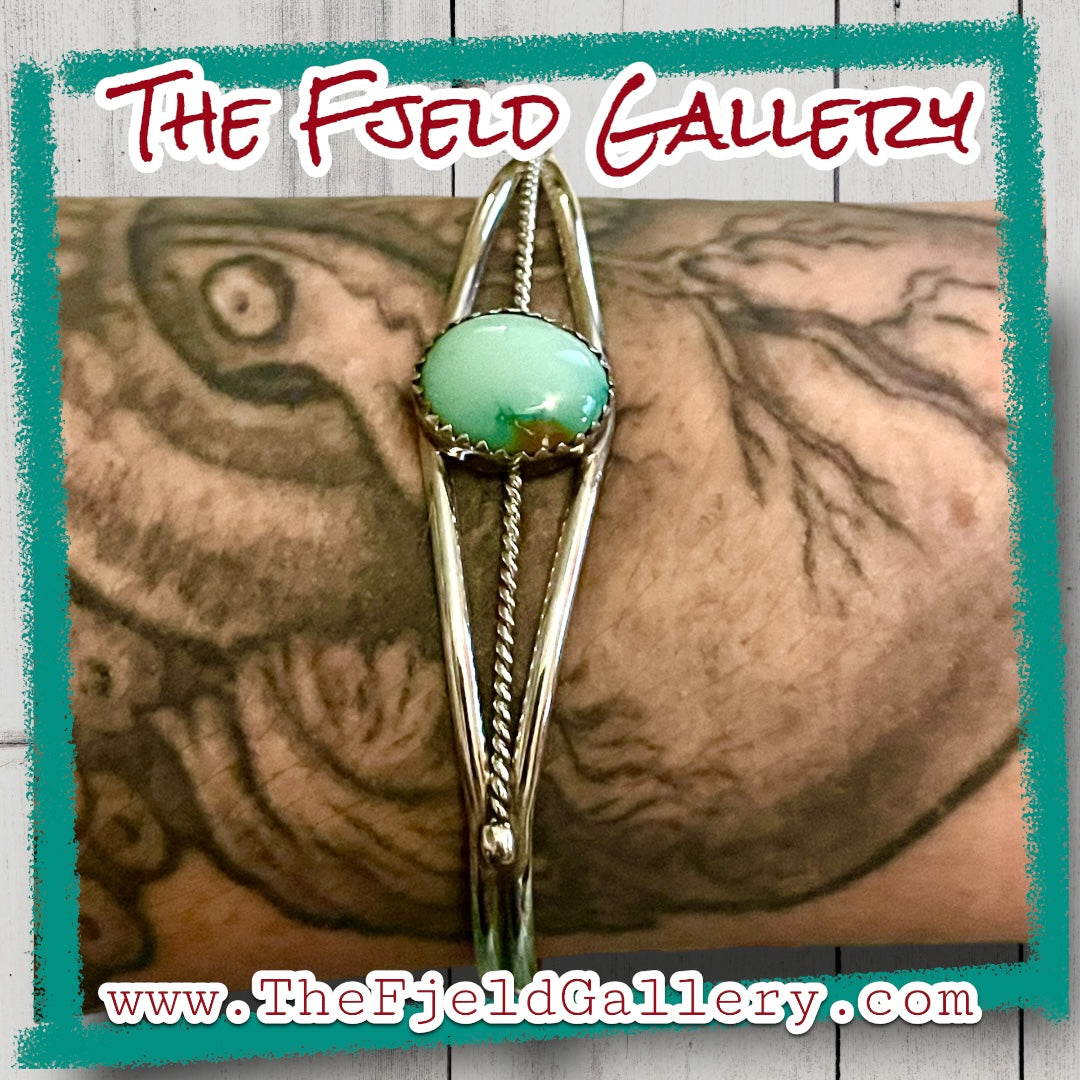 Petite Green Turquoise Sterling Silver Cuff Bracelet