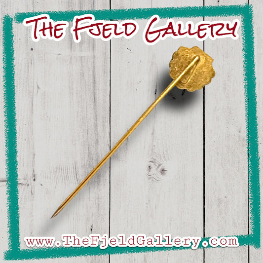 Art Nouveau Gold Shell Stick Lapel Pin Brooch