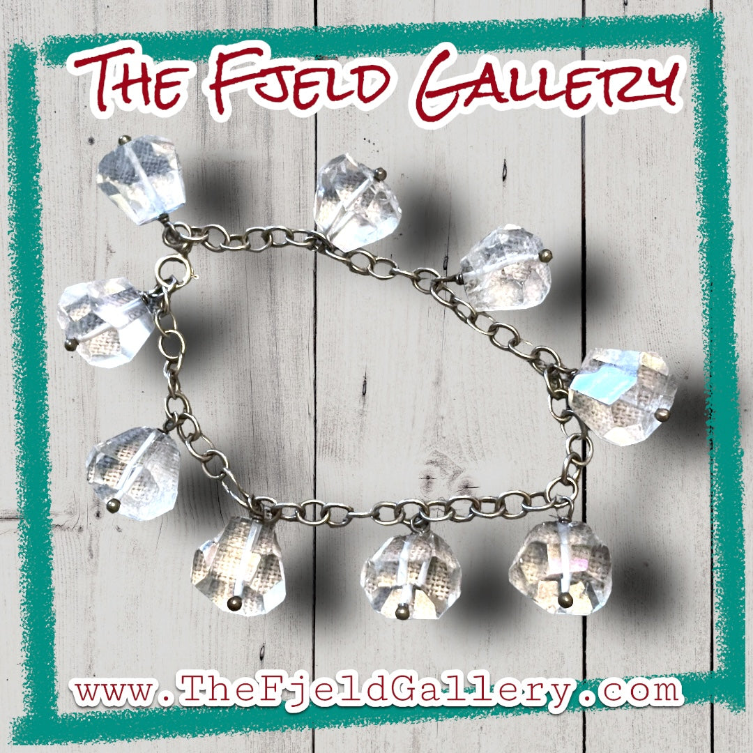Quartz Gemstone Faceted Sterling Silver Charm Style Bracelet