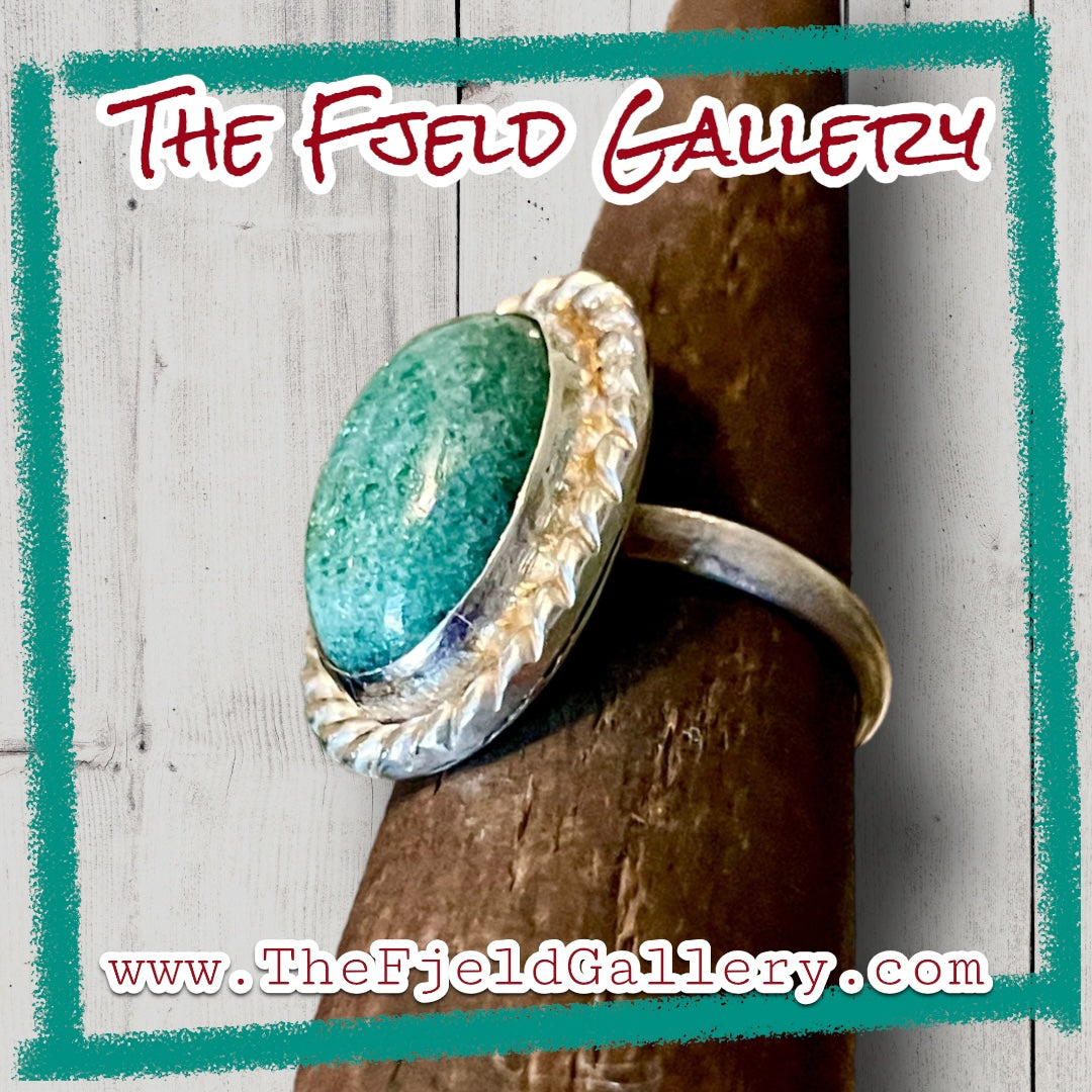 Amazonite Sparkling Blue Cabochon Handmade Sterling Silver Ring
