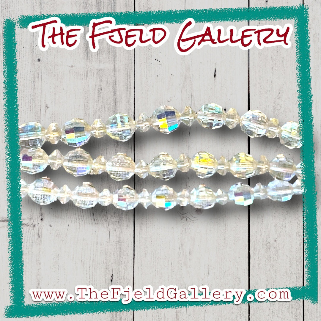 Aurora Borealis Faceted Crystal Beaded 3 Strand Bracelet