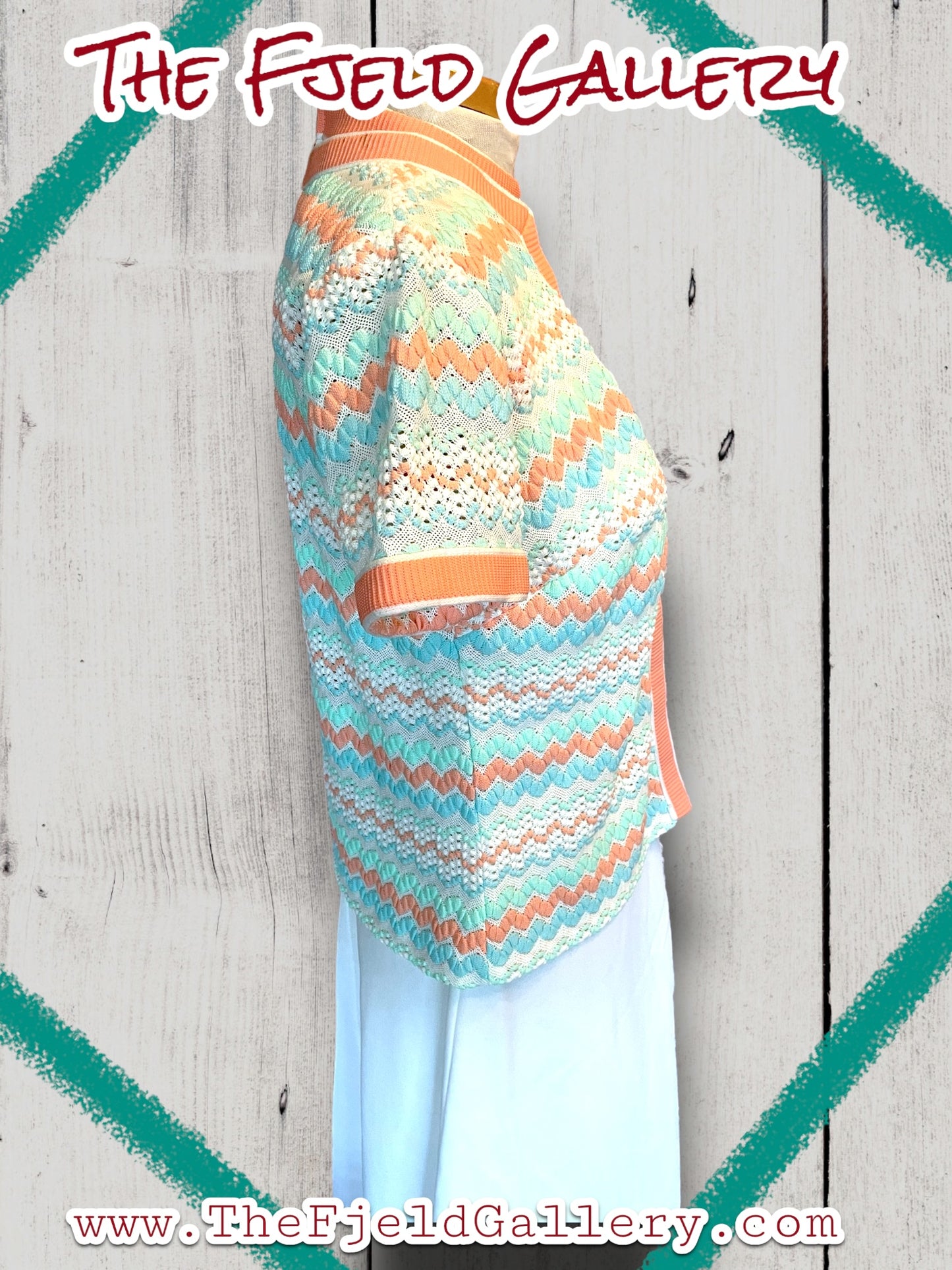1960’s White, Pastel Pink, Blue & Green Spring Sleeveless Dress & Sweater Set