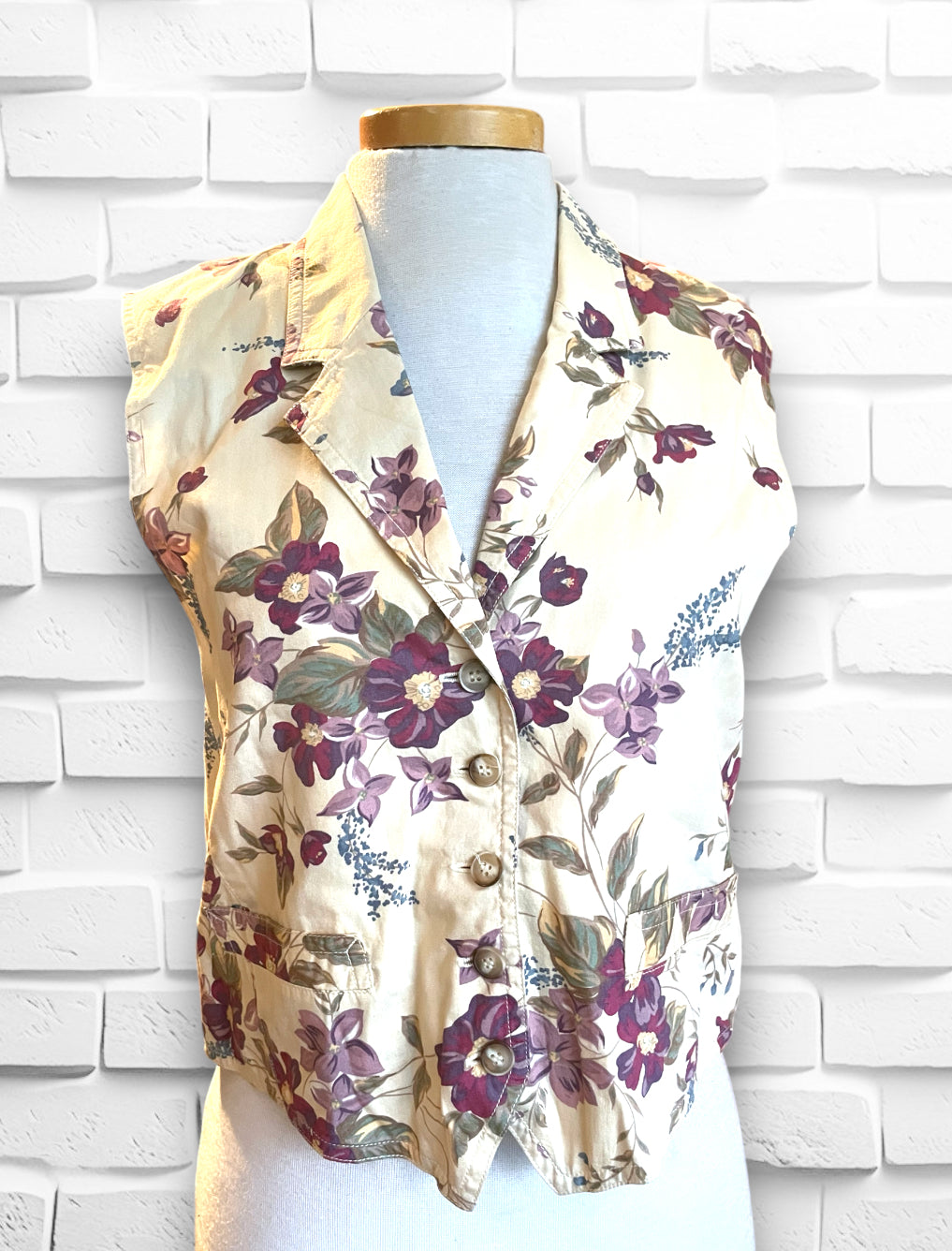 1990’s Mauve Purple Floral Print Vest